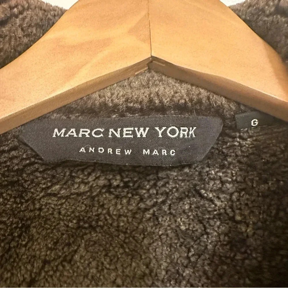 Mark New York genuine shearling coat in black leather with brown collar - Picture 5 of 15